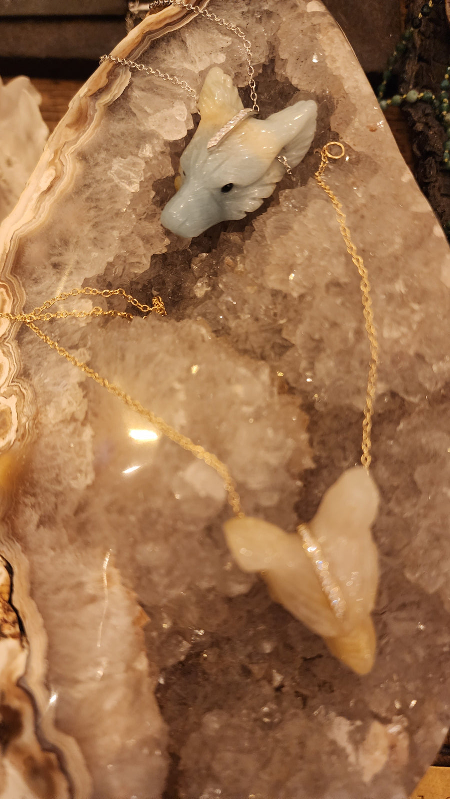 Yellow Jade Hand Carved Wolf