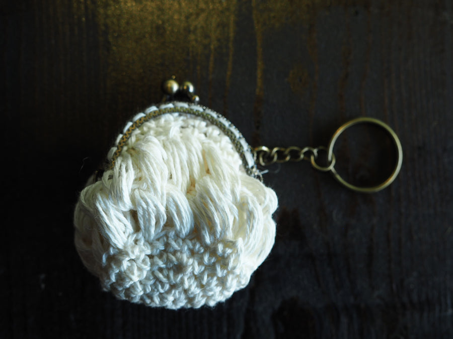 Hand Crochet Purse Key Ring (Linen)