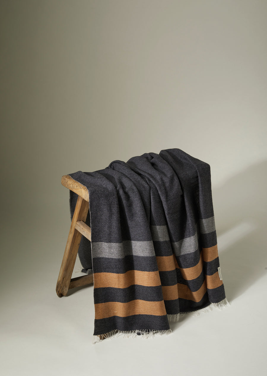 Mirror Throw Striped (Cashmere) Charcoal