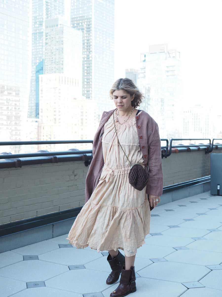 Volant Dress In Broderie Anglais (Cotton)- hand dyed