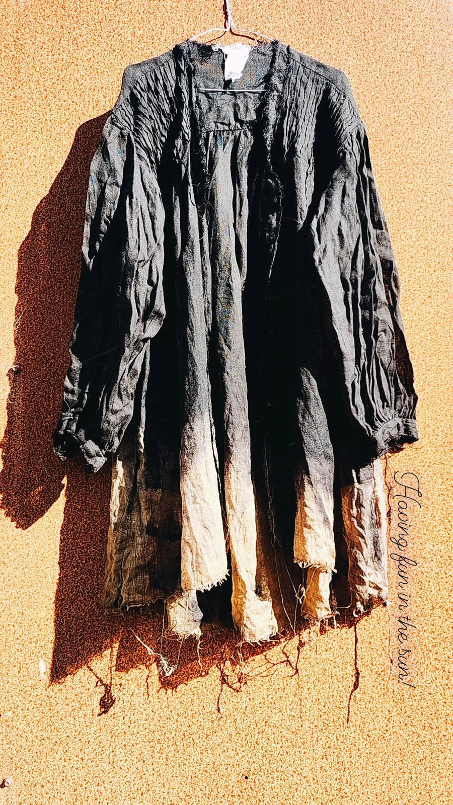 Pin-Tuck Oversize Shirt (Linen Gauze ) Acid Wash