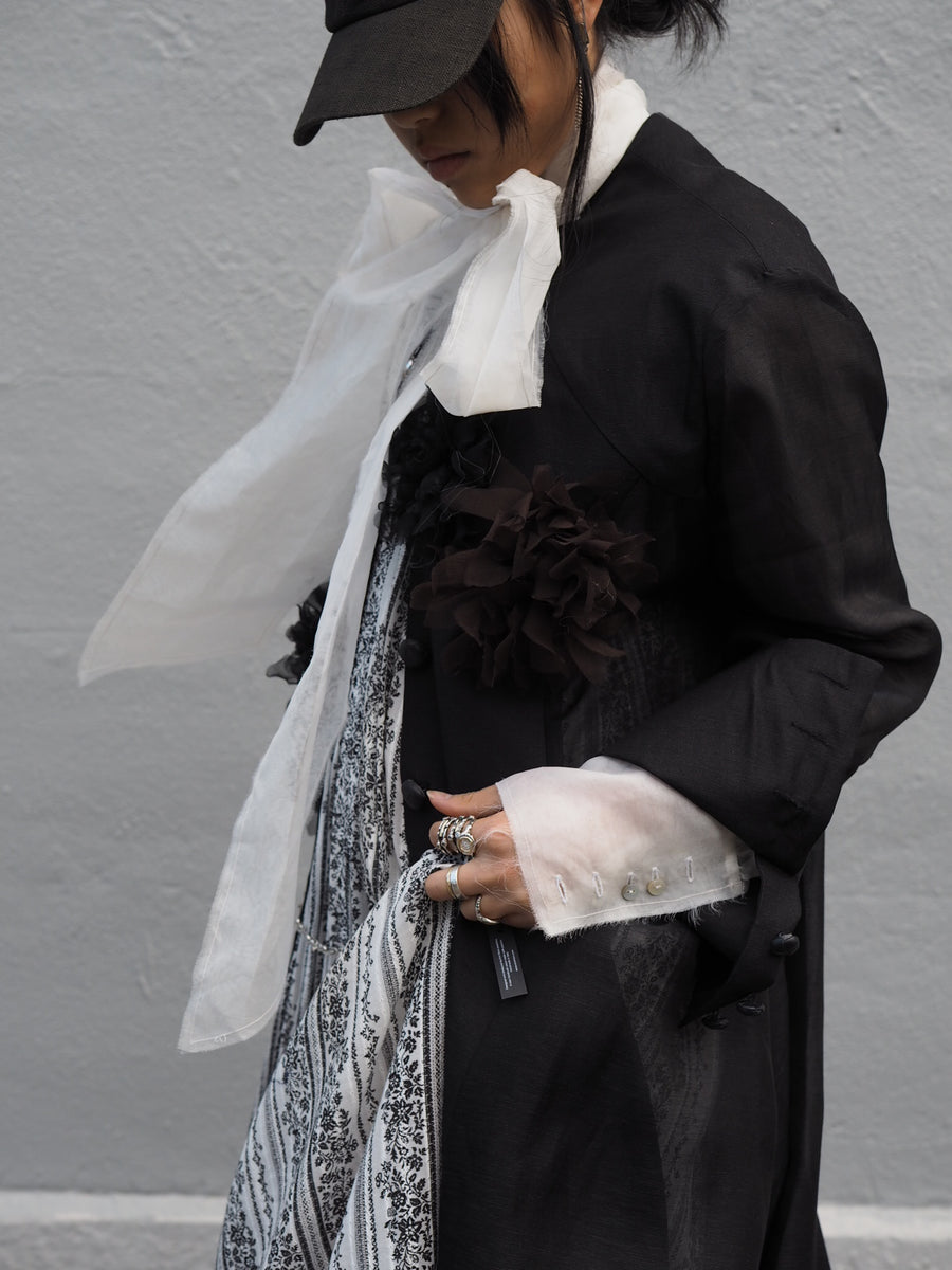 Maxi Riding Coat (Silk Linen) - Black