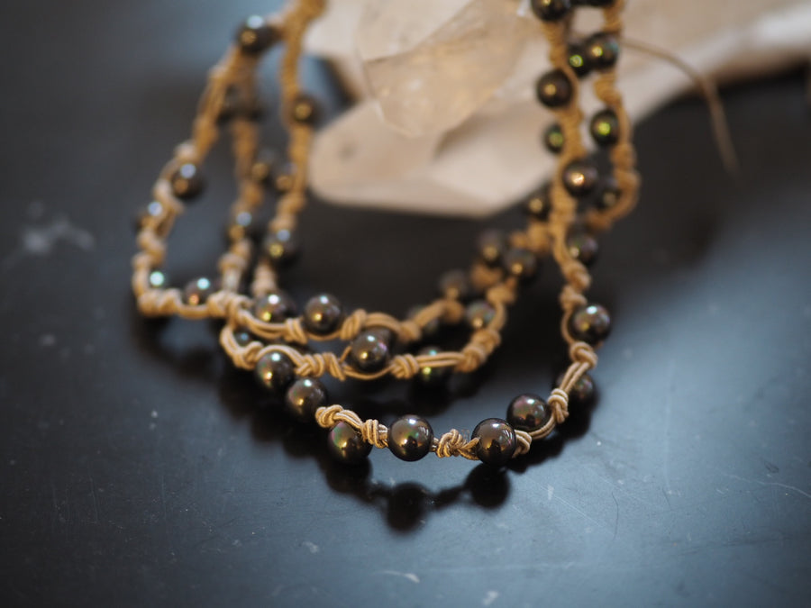 Triple Strand Tahitian Pearls Necklace - Ebony Black Pearls