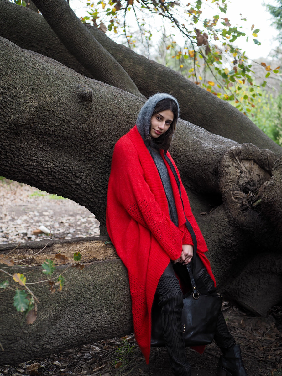 Luxe Light Weight kimono Cardi (Alpaca) - Red