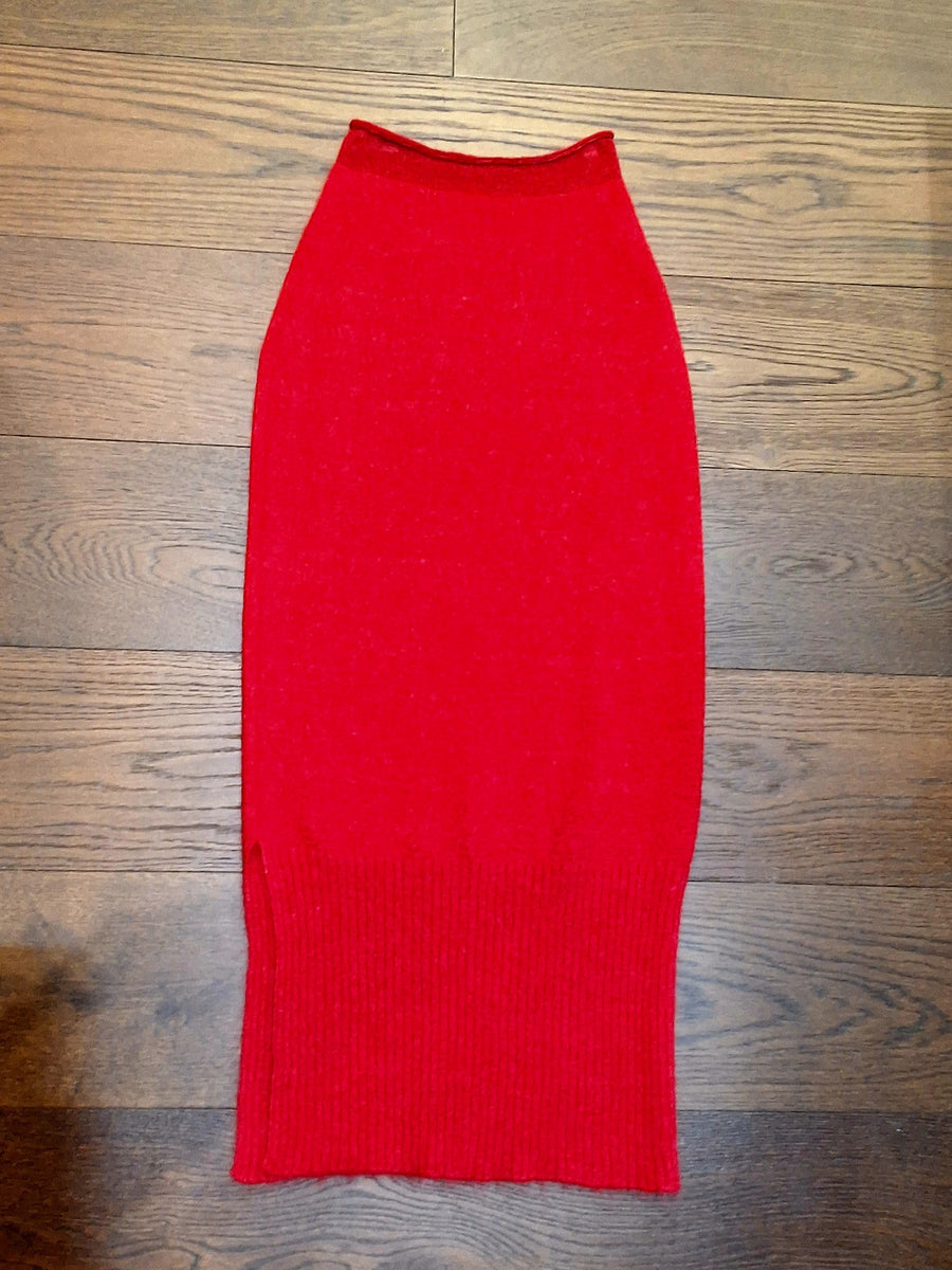 Knit Pencil Skirt (Alpaca) - red