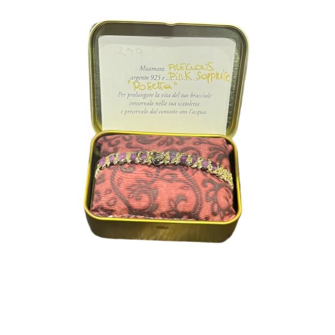 Hand Loom Gold Plated Bracelet - Precious Drop Saphire Roseta