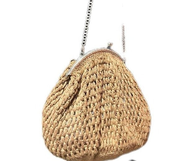 Hand Crochet Linen Handbag XL - Old Gold