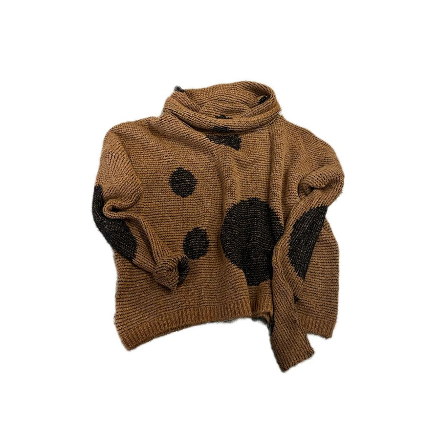 Over Size Spot Sweater (Alpaca) - Camel / Pink