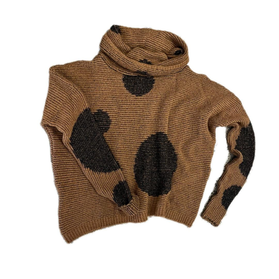 Over Size Spot Sweater (Alpaca) - Camel / Pink