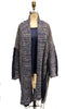 Alpaca kimono style cardigan with mesh detail - Mushroom/Navy