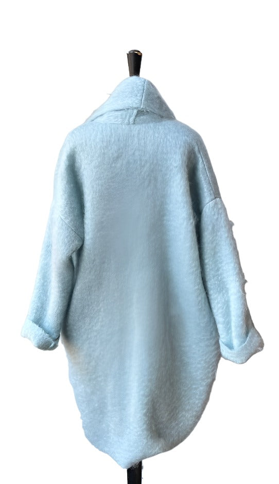 Mohair cocoon coat - sky blue