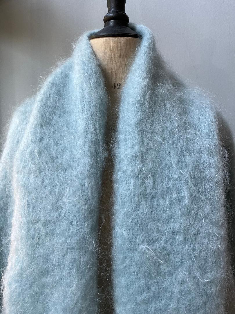 Mohair cocoon coat - sky blue