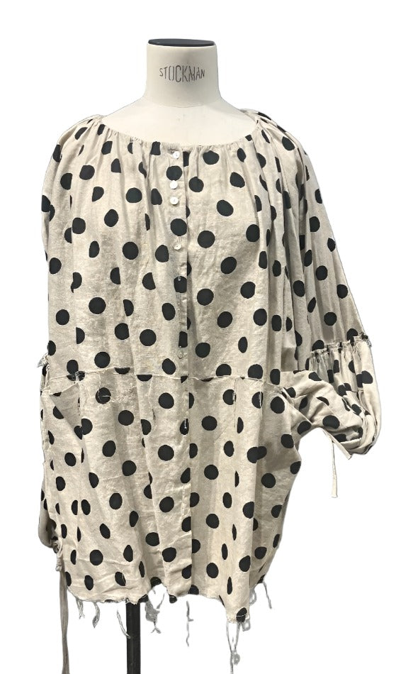 Blouse with Balloon Sleeves (Linen) .