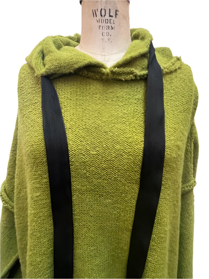 Amano Baby alpaca Spring weight sloppy Joe hoodie - Chartreuse