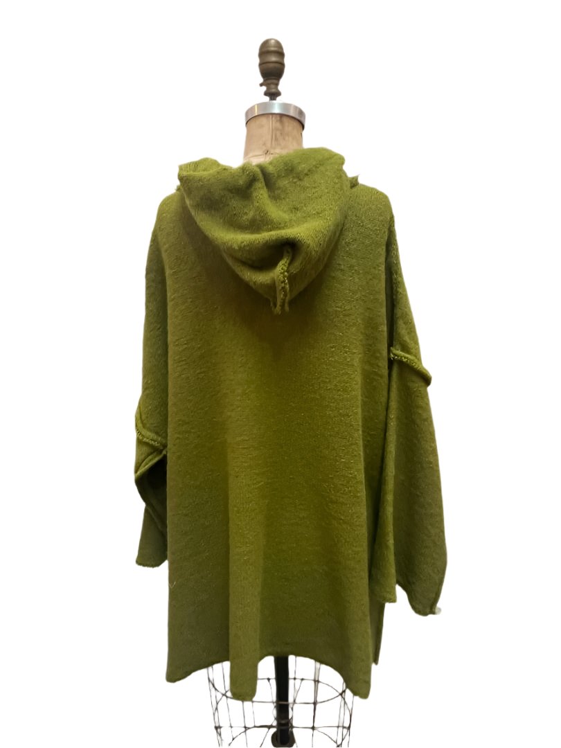 Amano Baby alpaca Spring weight sloppy Joe hoodie - Chartreuse