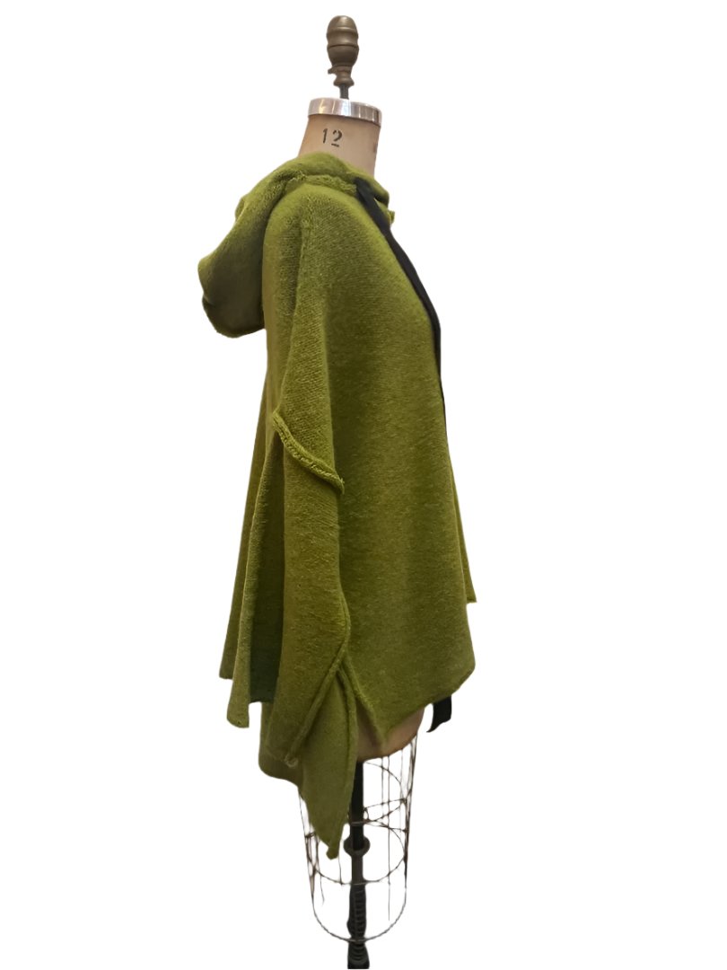 Amano Baby alpaca Spring weight sloppy Joe hoodie - Chartreuse