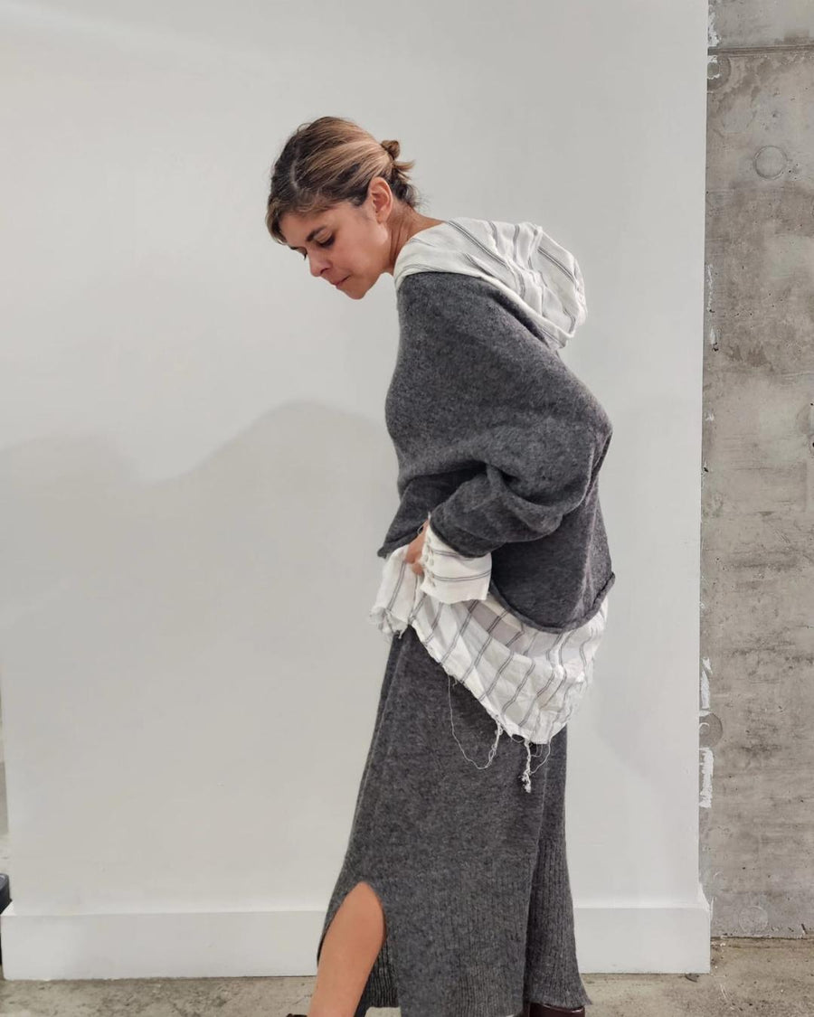 Knit Pencil Skirt (Alpaca) - Moss Green