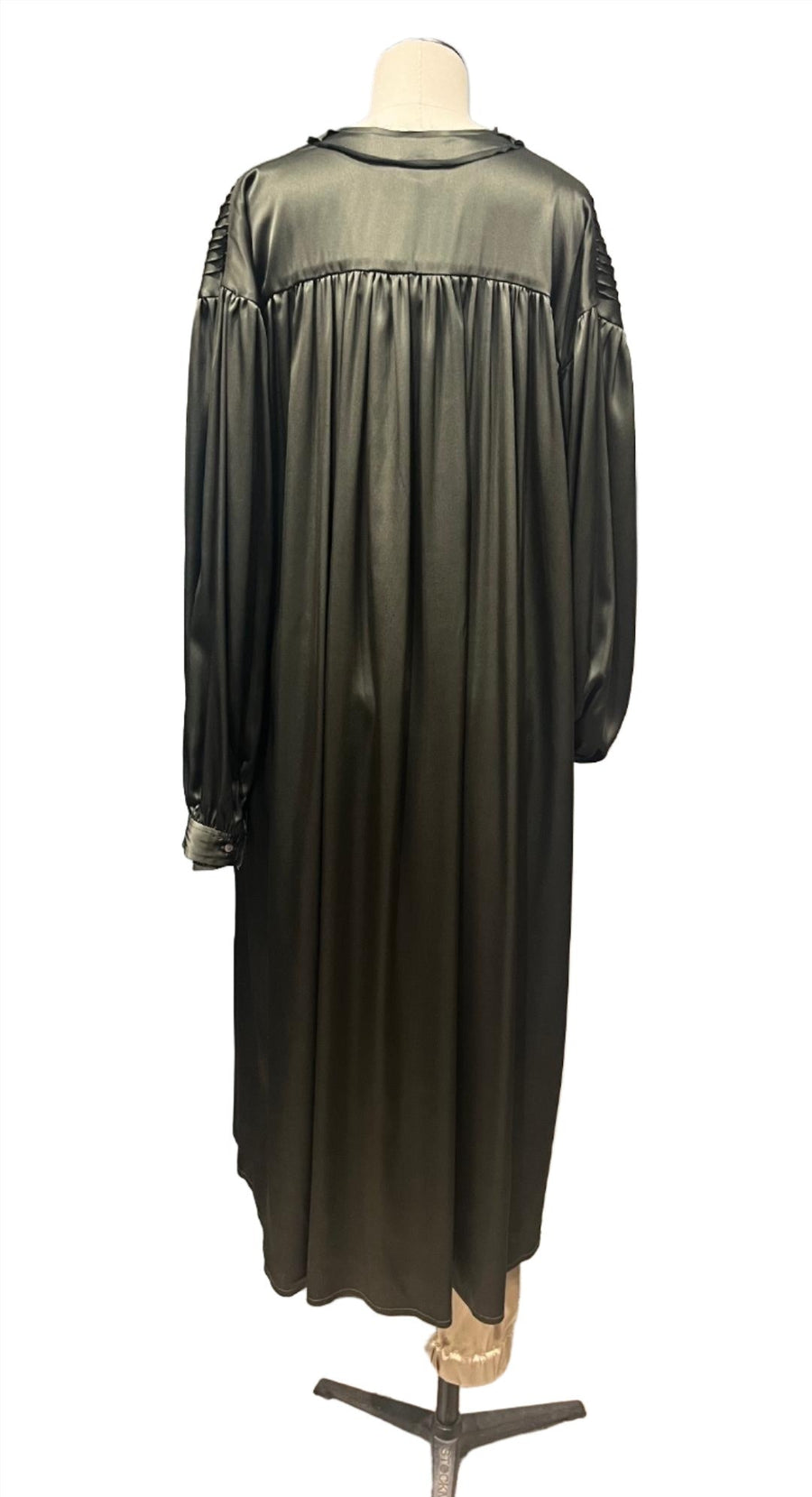 Pin-Tuck Duster / Shirt Dress (Silk)- Khaki