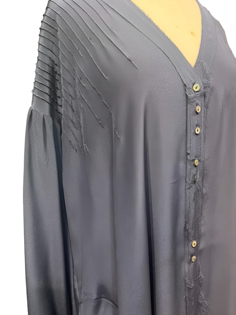 Pin-Tuck Duster / Shirt Dress (Silk) - Navy