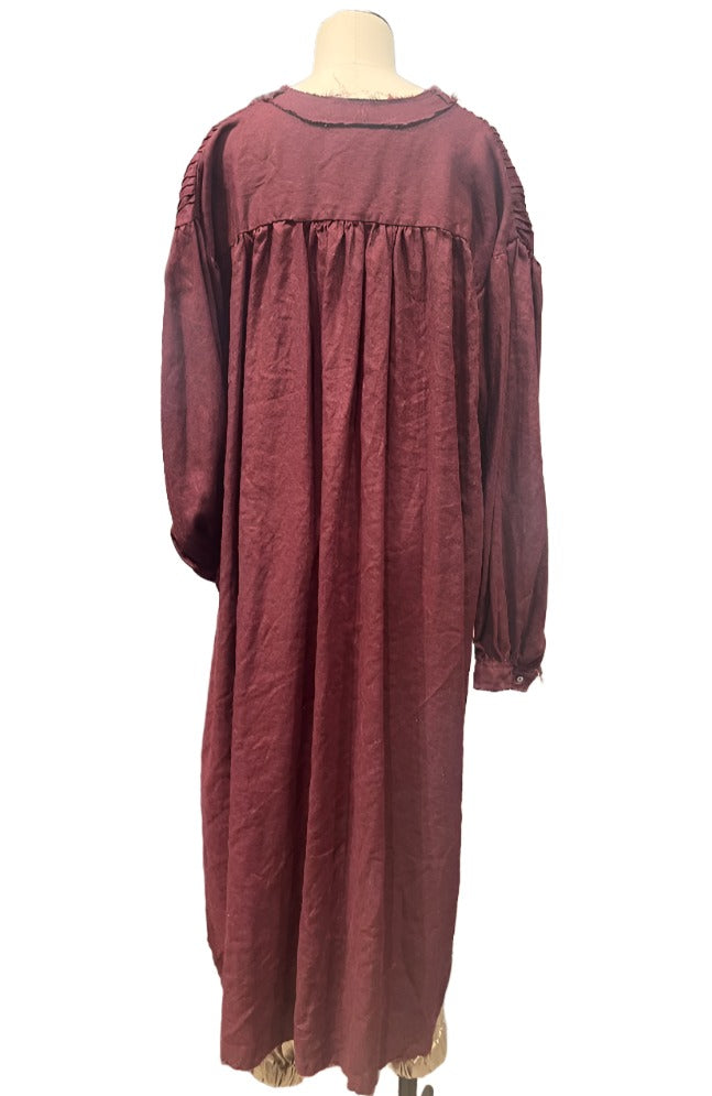 Pin-tuck duster / shirt dress - Linen Vino