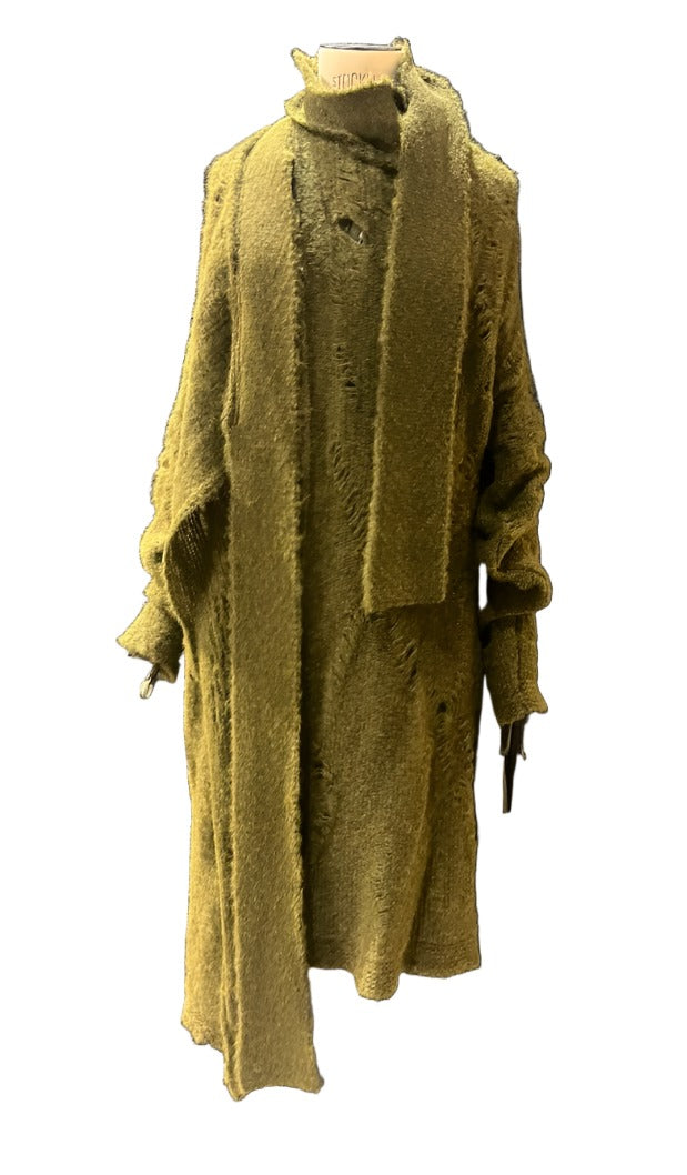 Alpaca Distressed Spider Lace Cardigan - Charcoal Grey
