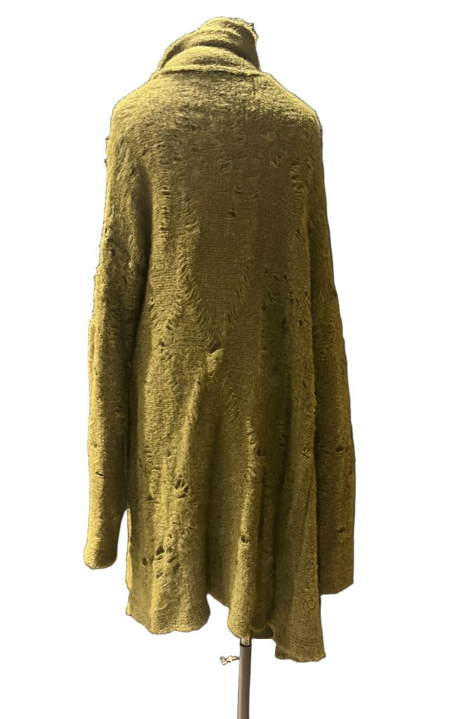 Alpaca Distressed Spider Lace Cardigan Khaki
