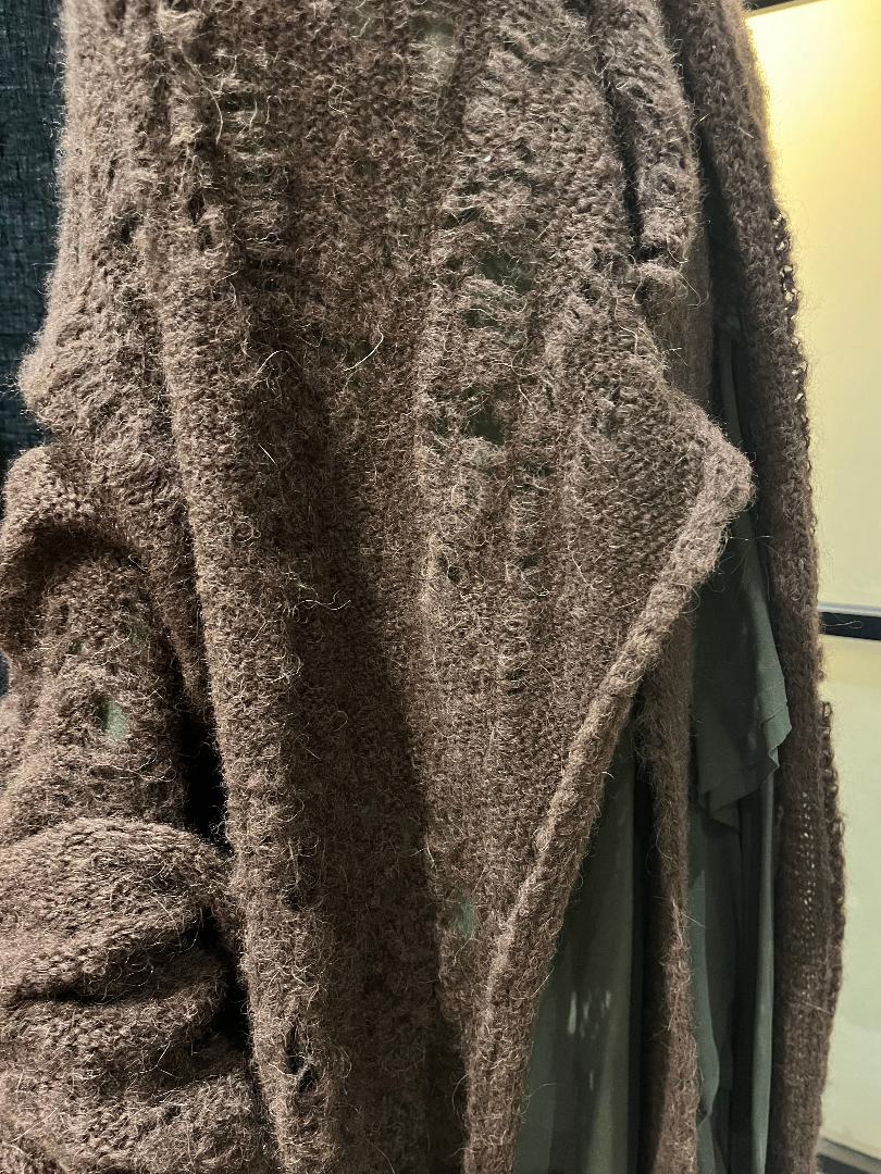 Alpaca Distressed Spider Lace Cardigan - Charcoal Grey