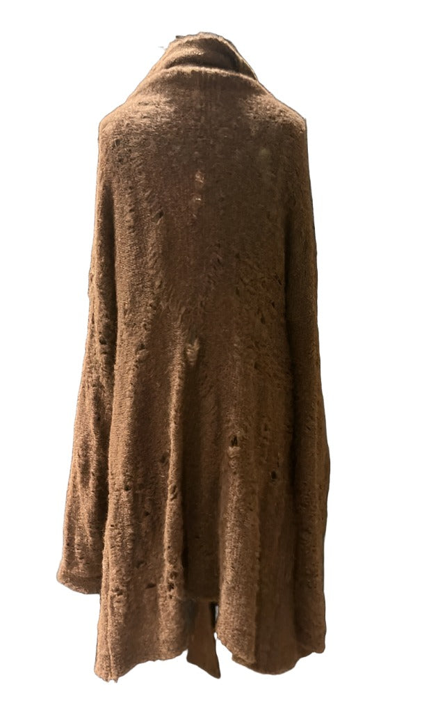 Alpaca Distressed Spider Lace Cardigan - Charcoal Grey