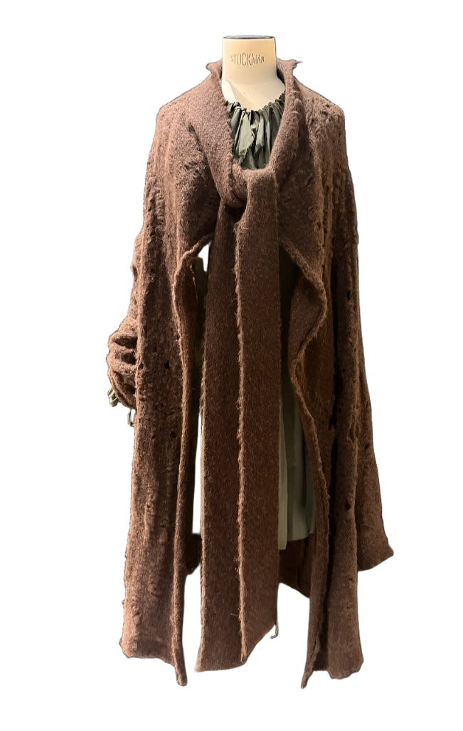 Alpaca Distressed Spider Lace Cardigan - Charcoal Grey