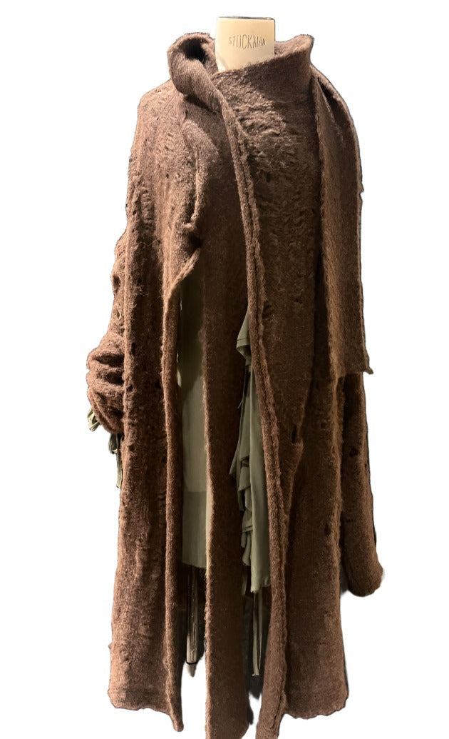 Alpaca Distressed Spider Lace Cardigan - Charcoal Grey