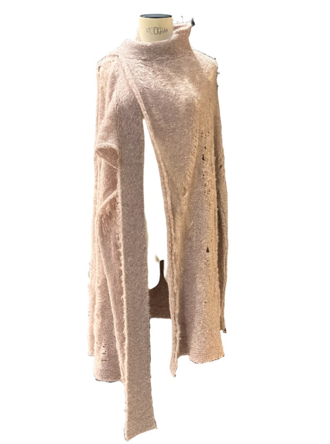 Alpaca Distressed Spider Lace Cardigan - Charcoal Grey
