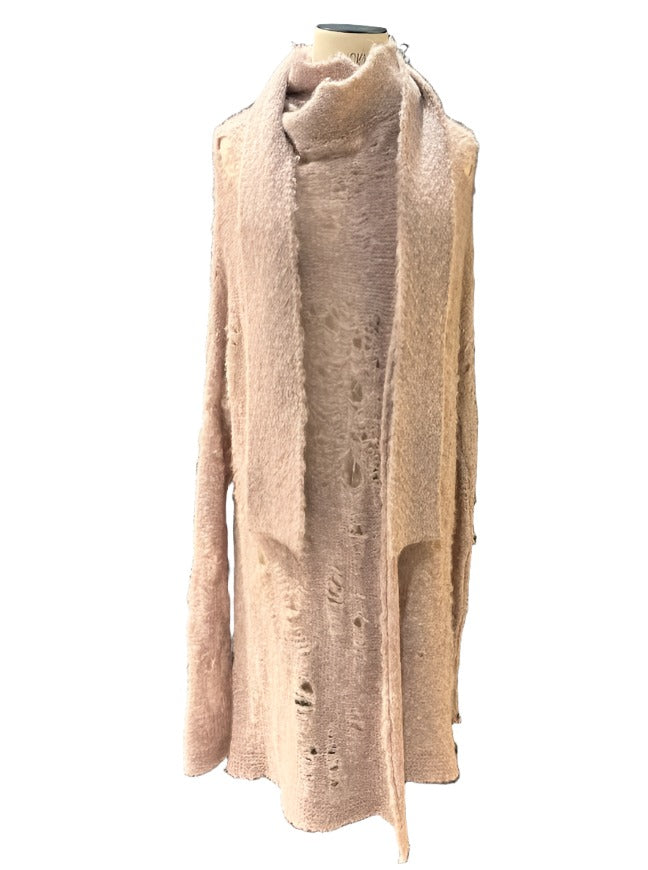 Alpaca Distressed Spider Lace Cardigan - Charcoal Grey