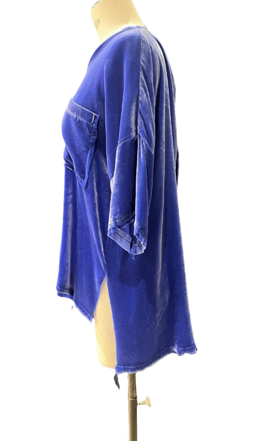 Silk Velvet Tee Top - Marine Blue