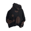 Over size alpaca spot sweater-Black/mocca spot