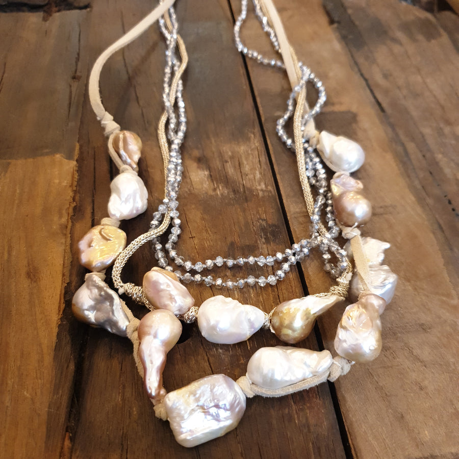 Mela pearl multi strand necklace