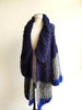 Shawl collar handknit cardigan (alpaca) - tri colour blues