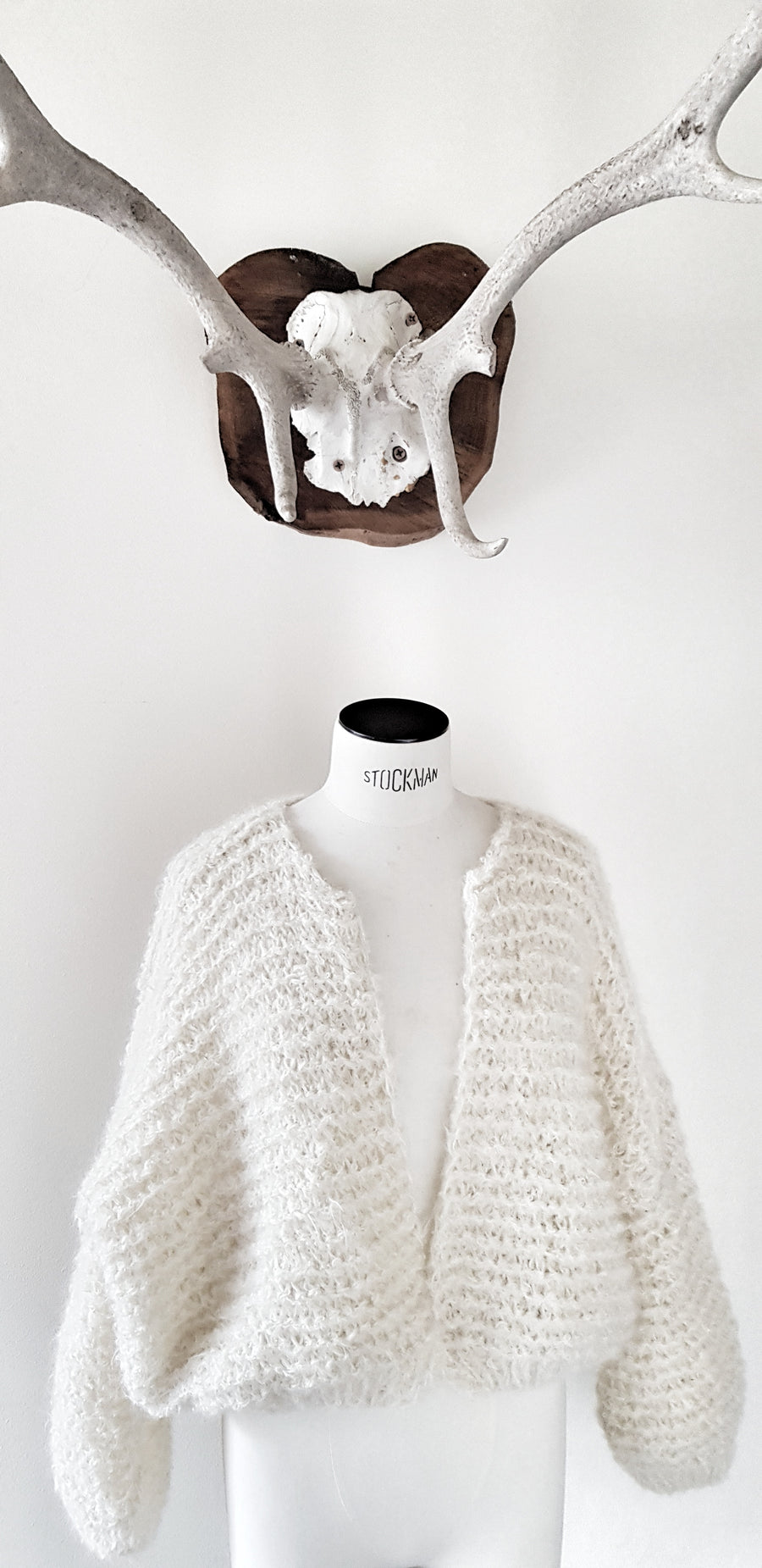 Alpaca Crop Handknit Bomber - Snow