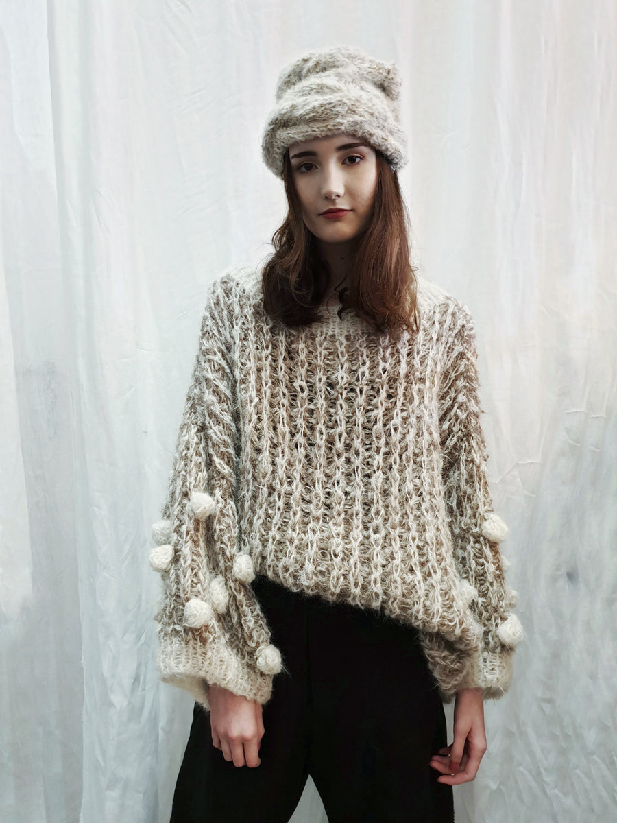 Amano Hand-Knit Alpaca Tone Pom Pom Sweater – Amano by Lorena Laing