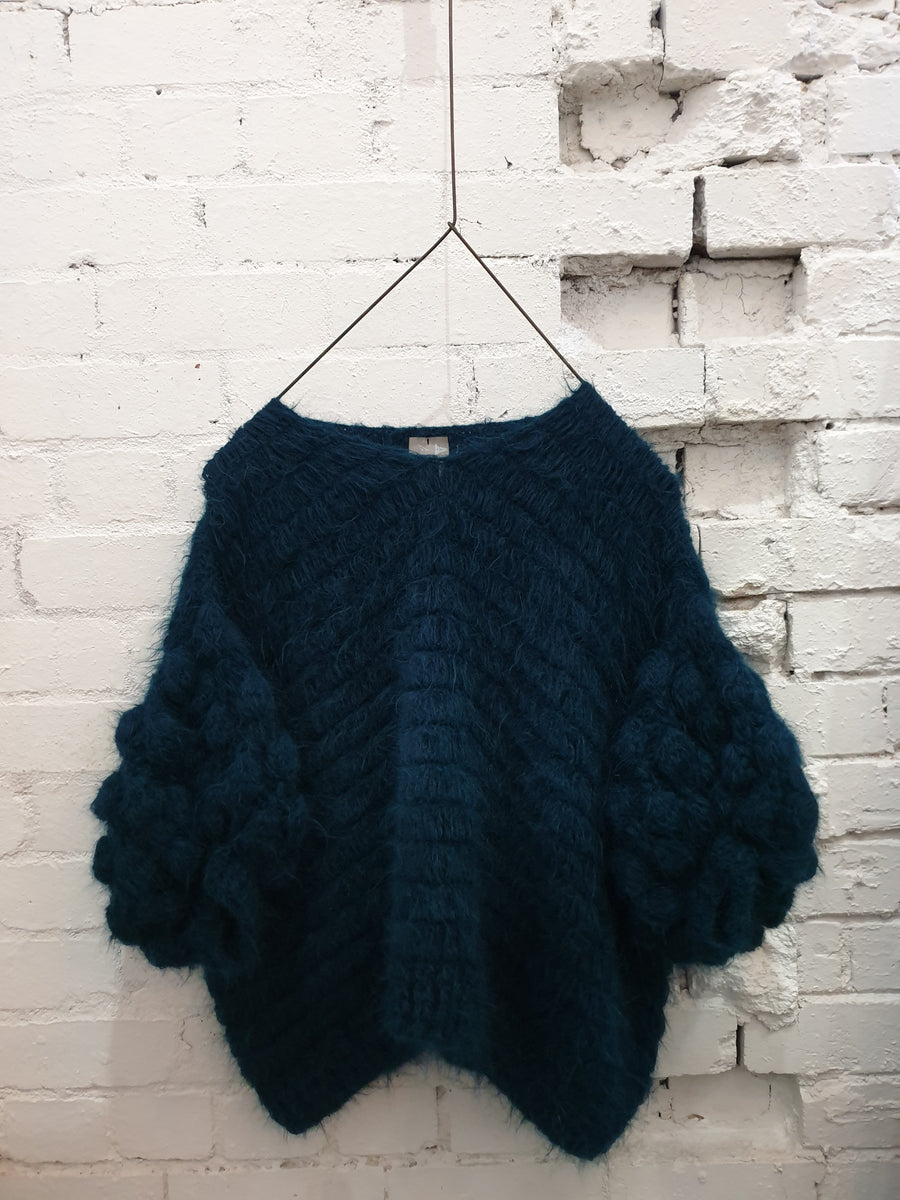 Amano hand-crochet alpaca pompom sweater