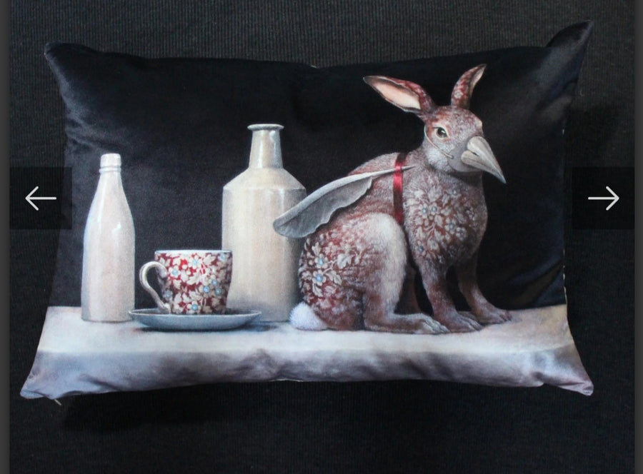Anita Mertzlin velvet claret rabbit cushion