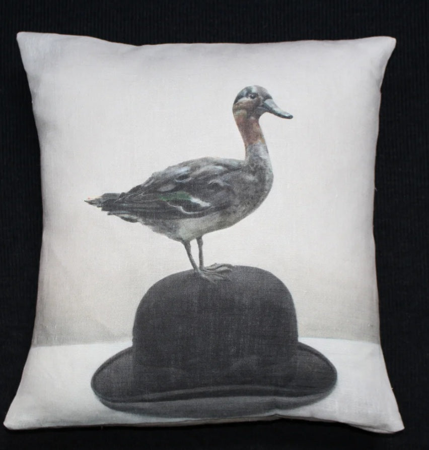 Anita Mertzlin duck on hat cushion
