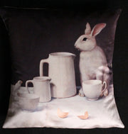 Anita Mertzlin velvet white rabbit cushion