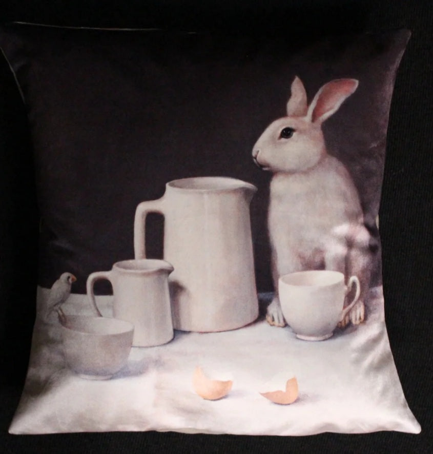 Anita Mertzlin velvet white rabbit cushion