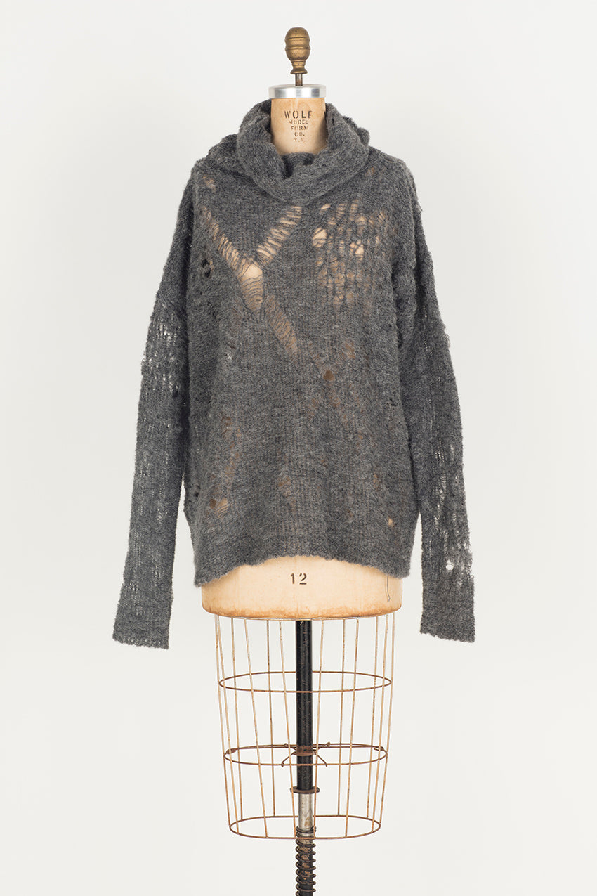Alpaca Distressed spider lace sweater