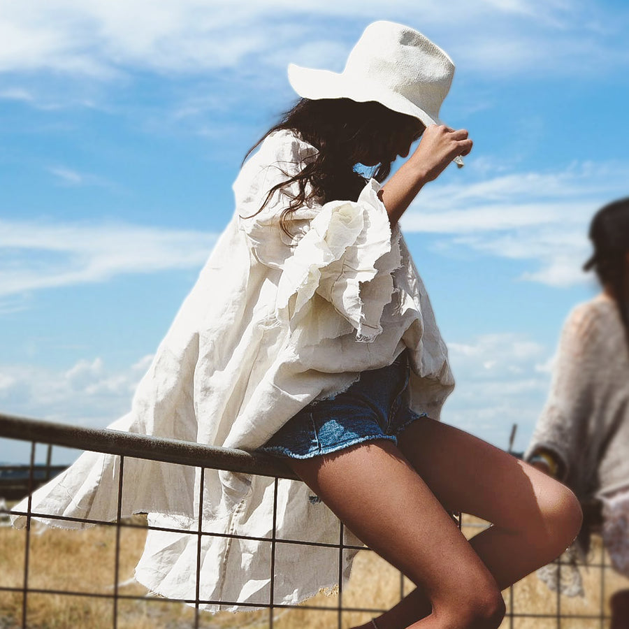 Ecru White Linen Button Back Blouse | Amano by Lorena Laing