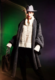 Balloon sleeve coatigan (Alpaca)- mid grey