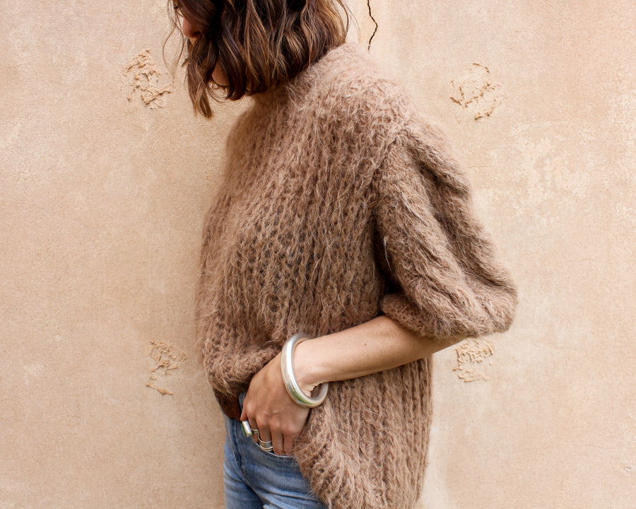 Amano hand knit alpaca cable sleeve sweater