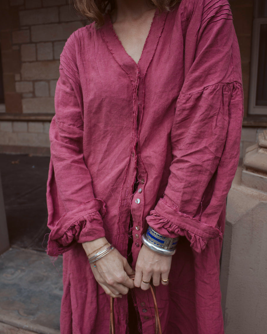 Amano linen pin-tuck duster / shirt dress
