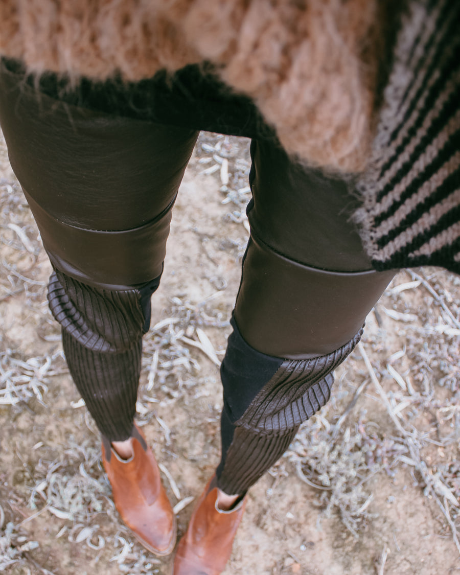 amano by Lorena Laing leather pin tuck leggings