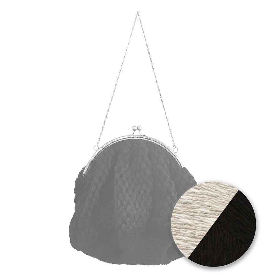 Black & Natural Hand Crochet Linen Handbag XL from Amano by Lorena Laing